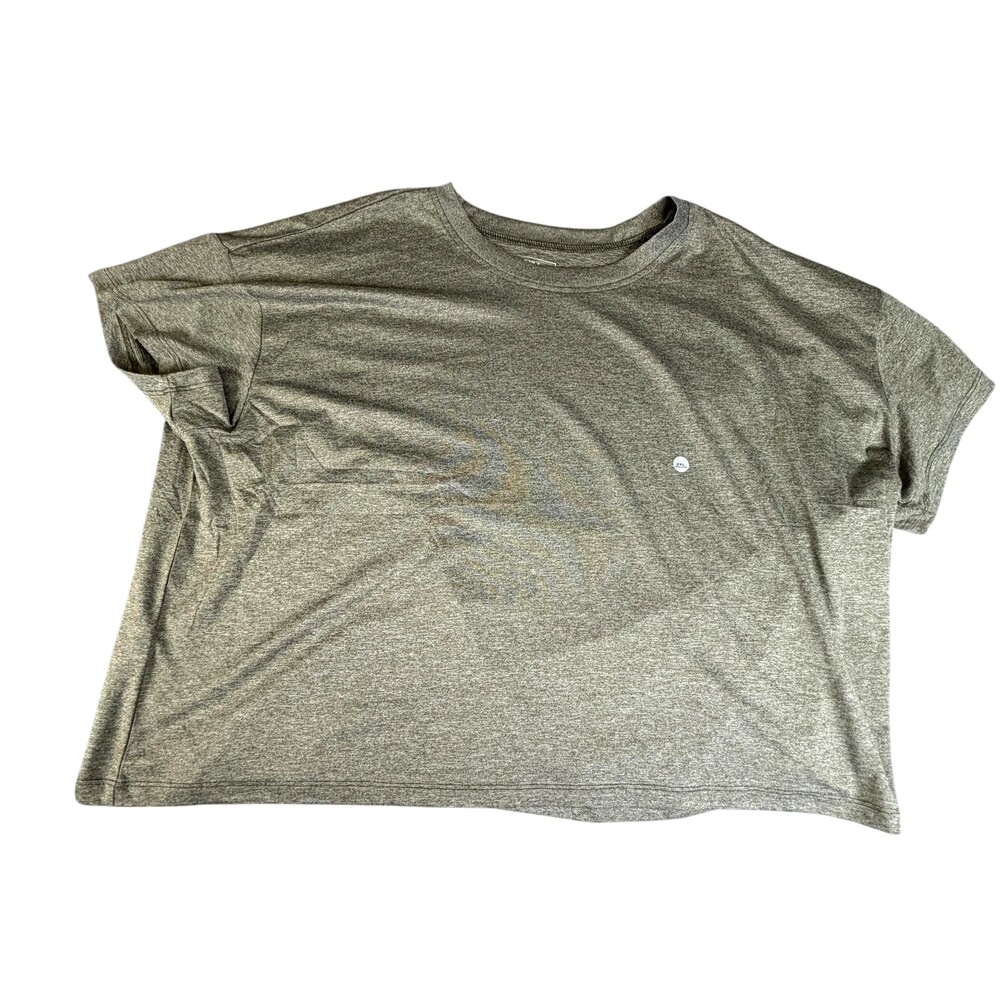 Eddie Bauer Shirt Womens 2XL Green WR Surreal Travel Crew Cropped UPF 50+ Tee